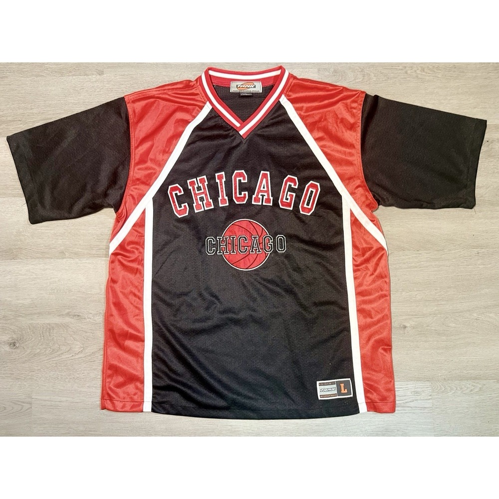 Vintage Yank Chicago Basketball Jersey Mens Large Y2K Mesh Made Korea Red